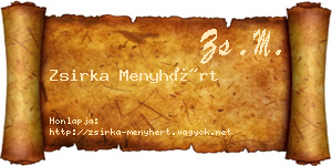Zsirka Menyhért névjegykártya